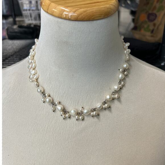 Vintage 50's Mid Century freshwater pearl necklace Dainty Antique